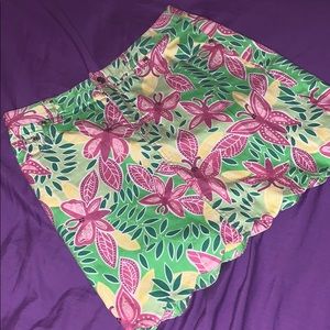Lilly Pulitzer pink & green butterfly Mini skirt